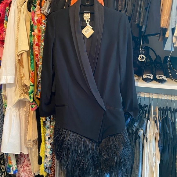 NWT- Haute Hippie- Feather Crepe Tux Blazer Dress - Picture 3 of 4